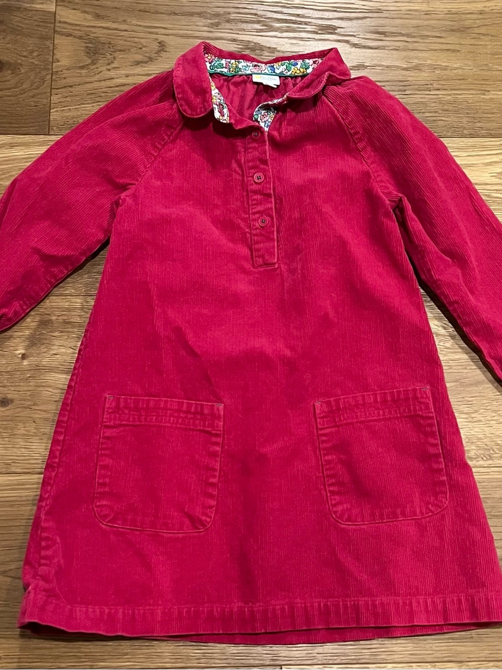 Mini Boden Girls Corduroy Pullover Dress in Bright Raspberry